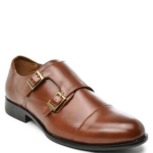 Tahari Men's Tan Double Monk Strap Leather Oxfords